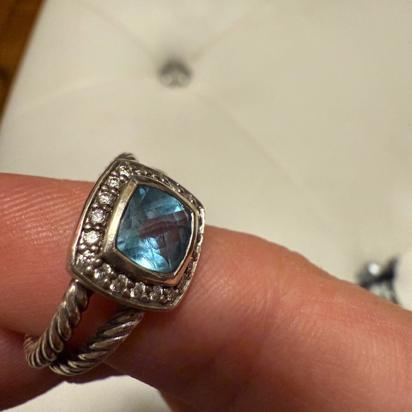 DAVID YURMAN Topaz & Diamond ‘Petite Albion’ Silver Ring - Picture 1 of 5